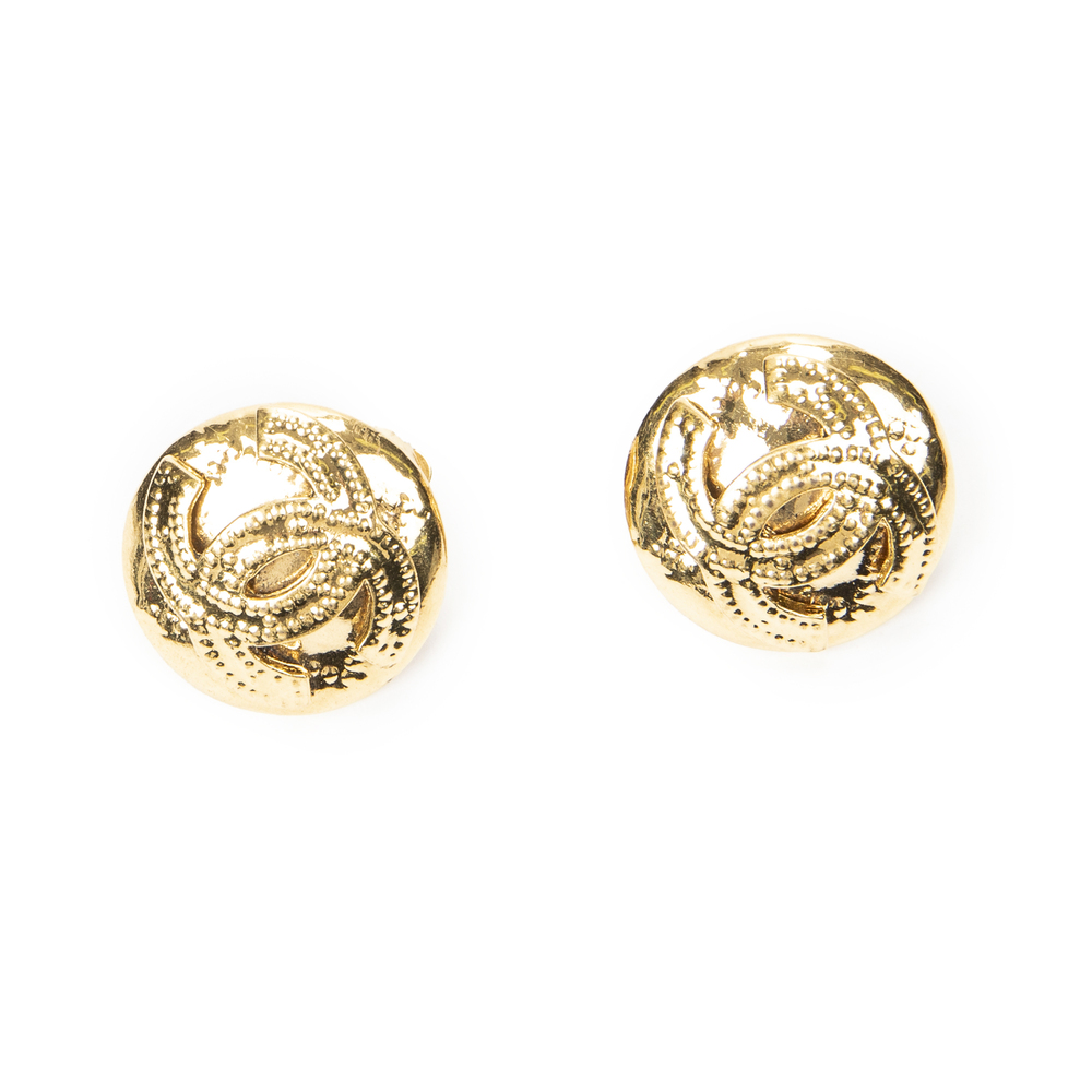 Chanel CC Round Clip On Earrings